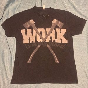 XL FLAG NIR FAIL VNECK “work is in my blood”